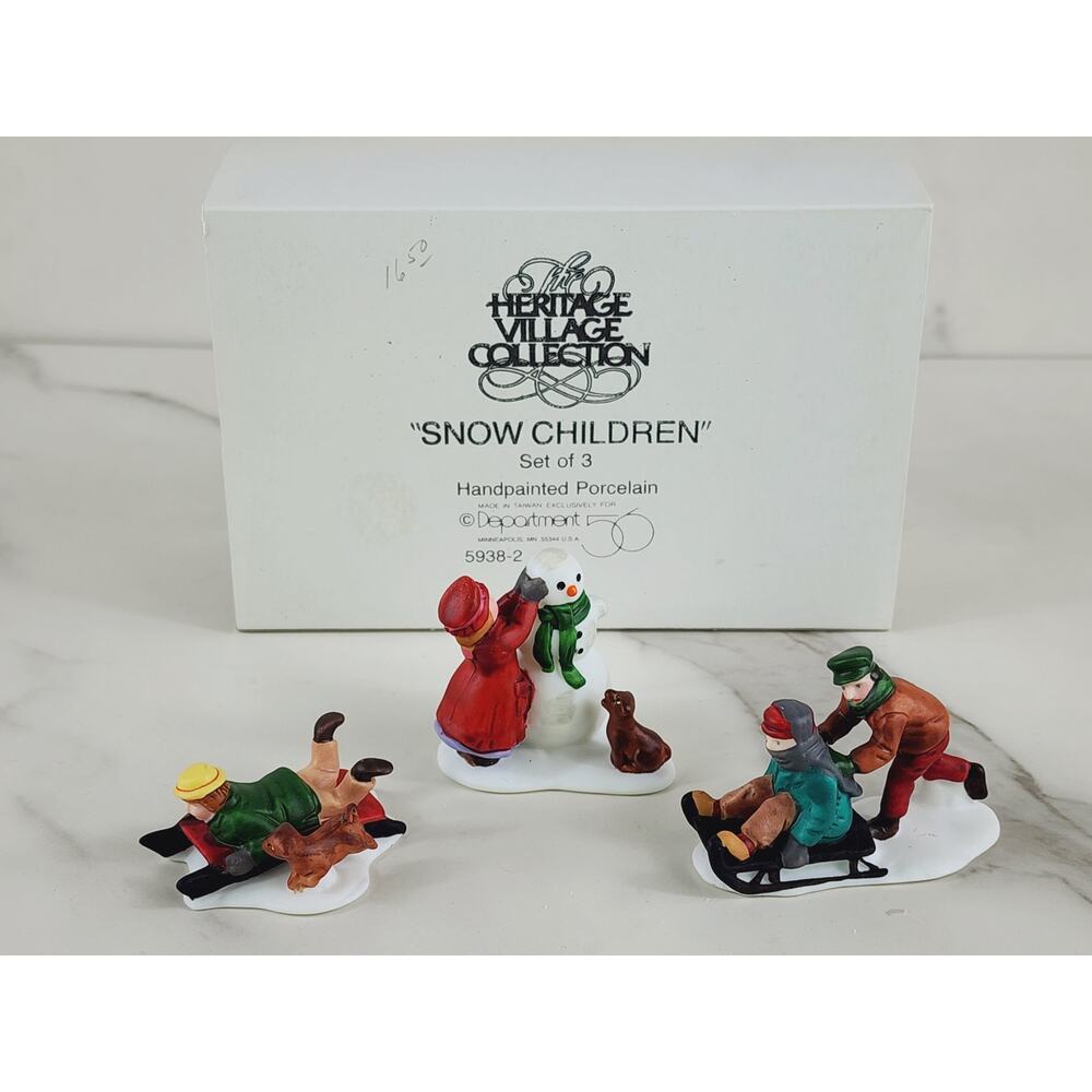 Department 56 Snow Children 2" Heritage Village Collection Porcelain Figurine x3